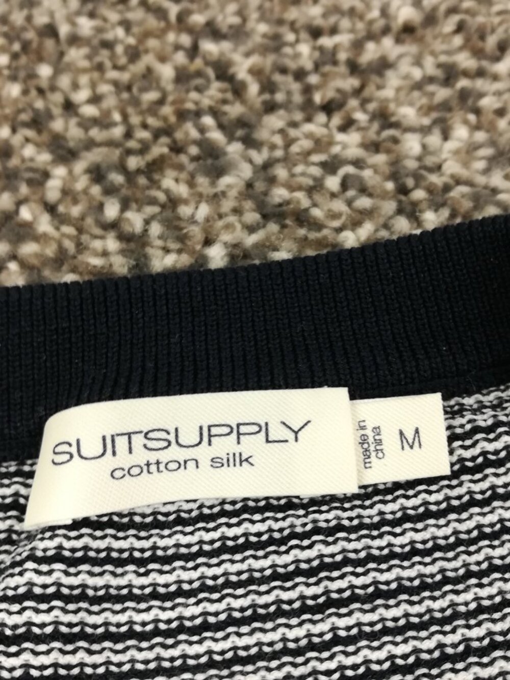 SuitSupply Shirt Dark Navy Blue Cotton & Mulberry Silk Striped Mens Medium - Picture 3 of 8